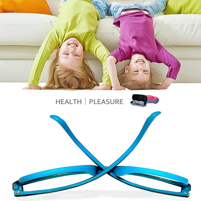 Blue Light Glasses for Kids Girls Boys with Cute Car Case, UV400 Protection, Anti Blue Ray Age3-12