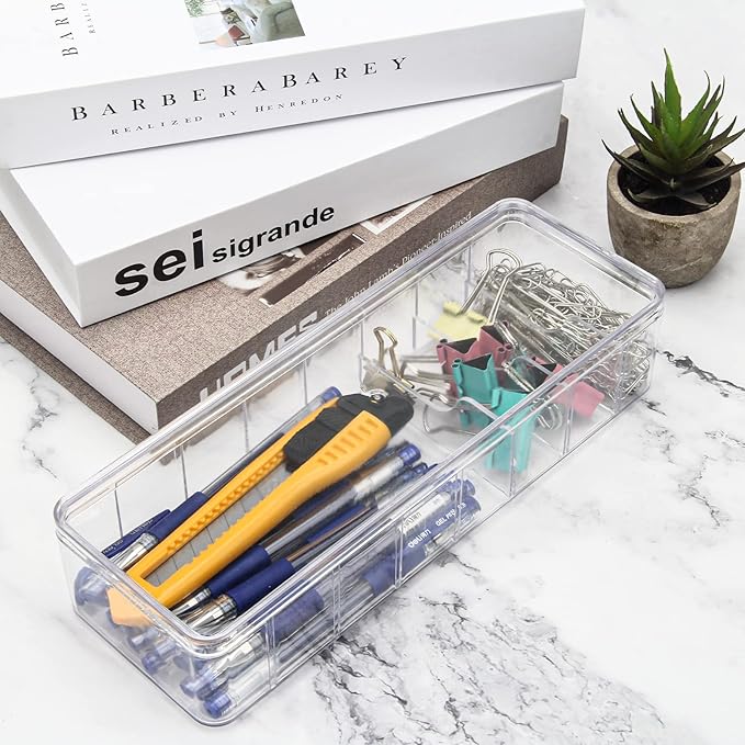 Cable Organizer Storage Box Plastic Cable Cord Management Box Power Cord Organizer Case with 10Pcs Rubber Ties for Office, Home, Desk Accessories Storage Stationery Supplies