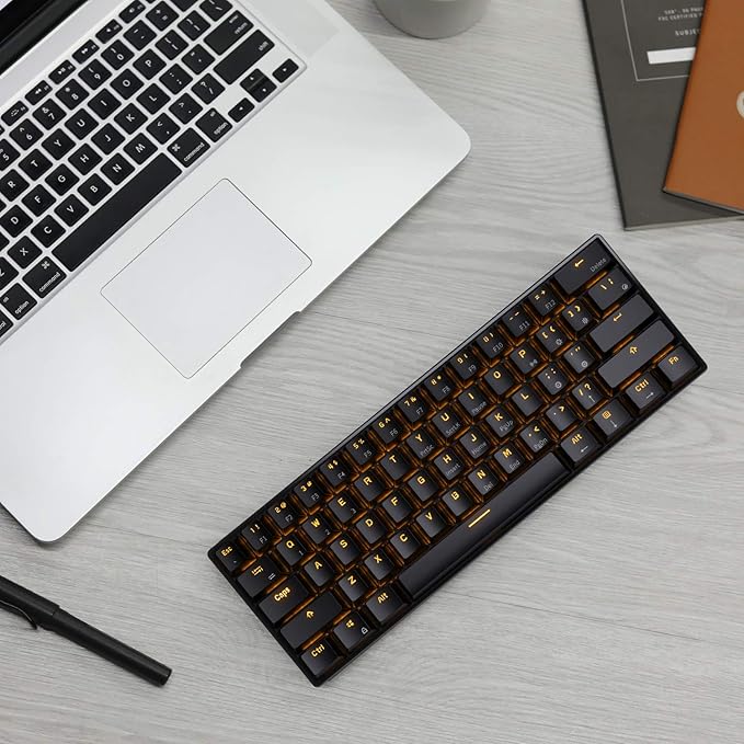 RK ROYAL KLUDGE RK61 Wireless 60% Triple Mode BT5.0/2.4G/USB-C Mechanical Keyboard, 61 Keys Wireless Mechanical Keyboard, Compact Gaming Keyboard with Software (Hot Swappable Blue Switch, Black)