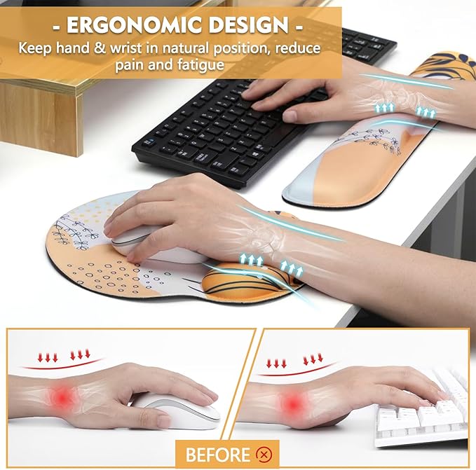 Mouse Pad and Keyboard Wrist Rest - Colorful Wrist Rest for Computer, Ergonomic Mouse Pad & Keyboard Pad, Memory Foam Wrist Support for Comfy Typing