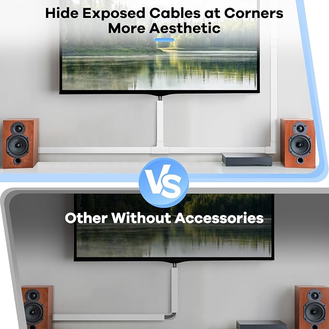 Cord Hider Kit 126in (8 x L15.7in) - ZhiYo Cable Covers for Wires on Wall, Wire Hider for Wall Mounted TV, White Cable Raceway, Paintable Cord Cover Cable Management for Home Office, W1.54in x H0.75in - Image 7
