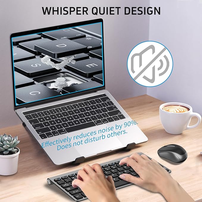 Compact Wireless Keyboard Mouse Combo, Mini Portable Travel Keyboard and Silent Mouse Set with USB Receiver, Quiet Click, Small Size, Adjustable 2400 DPI for Computer, Laptop, PC, Windows, Mac
