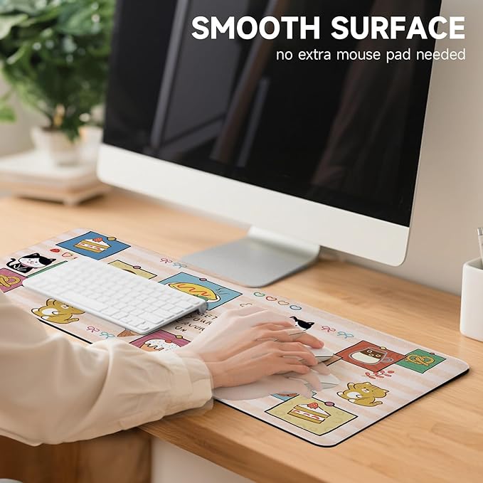 AUPET Leather Desk Pad Blotter Mat, Large Mouse Pad, Non-Slip Waterproof Desk Writing Pad Protector, Desk Decor for Office，Home，Gaming (Cat Foods, 35.4X15.7 inch)