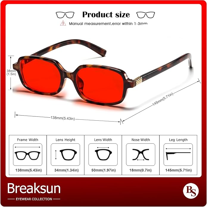 Breaksun Retro Rectangle Glasses for Women Men Small Square Blue Light Blocking Glasses Vintage Eyeglasses