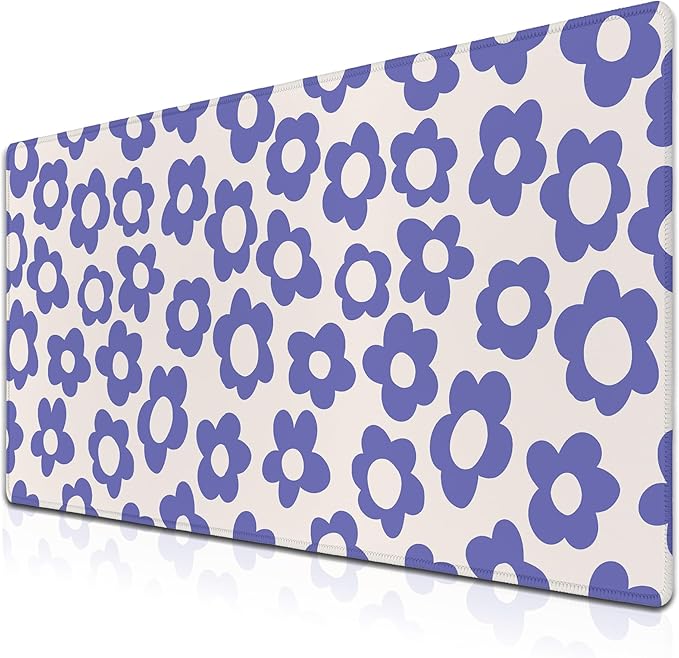 Gaming Mouse Pad Purple, Big Mouse Pads Desk Pad for Women Office Decor Office Desk Mats, Pad for Mouse Waterproof Non-Slip Rubber Base, 35.4 X 15.7 inch for Work/Game/Office/Home Flowers