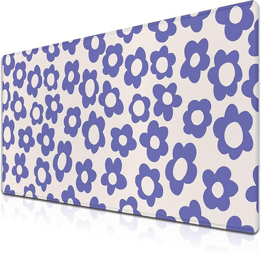 Gaming Mouse Pad Purple, Big Mouse Pads Desk Pad for Women Office Decor Office Desk Mats, Pad for Mouse Waterproof Non-Slip Rubber Base, 35.4 X 15.7 inch for Work/Game/Office/Home Flowers