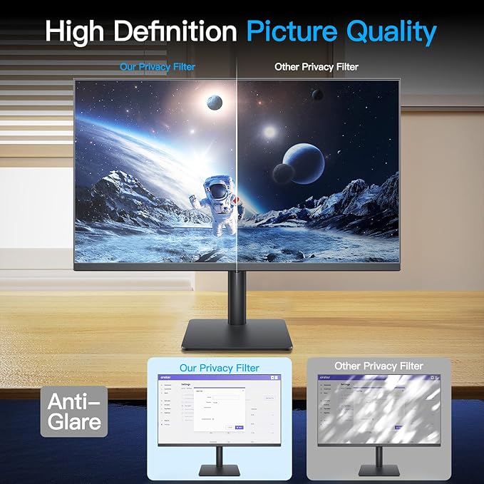 Magnetic Computer 27 Inch Privacy Screen for 16:9 Aspect Ratio Widescreen Monitor, Anti Glare Blue Light Protector Shield Filter for Eyes, Removable Computer Monitor Privacy Screen 27 inch