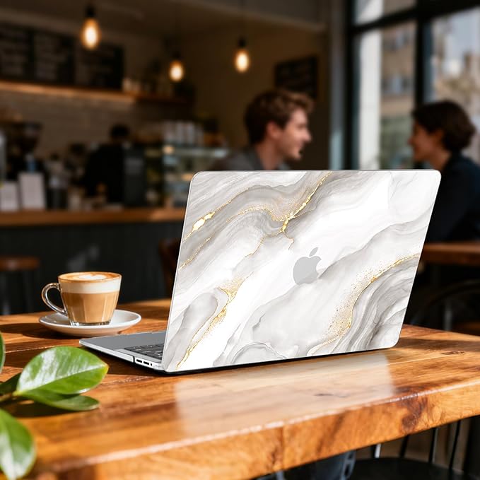 BELKA Compatible with MacBook Pro 13 inch Case M2 2025 2024 2023 2022-2016 A2338 M1 A2251 A2289 A2159 A1989 A1708 A1706, Plastic Hard Shell Case + Keyboard Cover +Screen Protector, White Marble