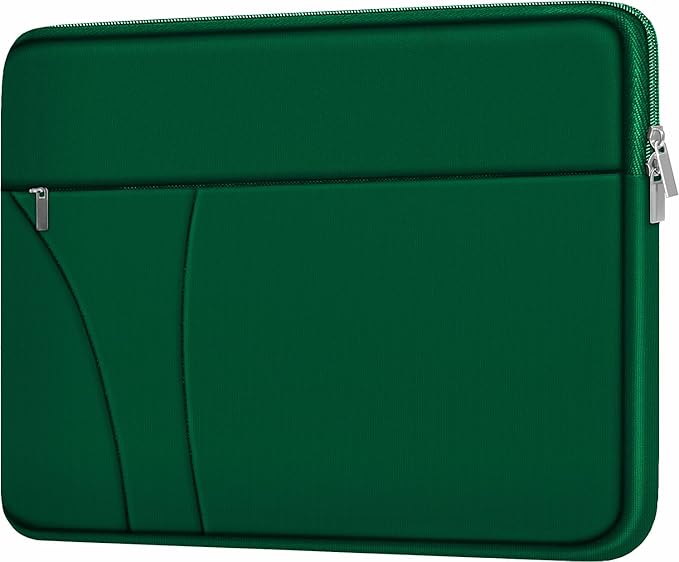 14 inch Laptop Sleeve, Traveling Laptop Case with Zippered Pocket, Shockproof Protective Carrying Briefcase Computer Bag for 14" MacBook Air/Pro, HP, Dell, Lenovo, Acer, Dark Green