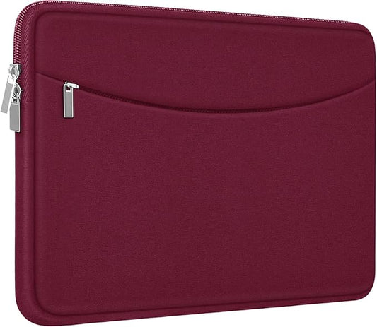 Laptop Sleeve 15.6 inch, Shockproof Protective Laptop Cover Briefcase Carrying Bag with Accessory Pocket, Portable Computer Case Compatible with MacBook, HP, Dell, Lenovo, Asus, Wine Red