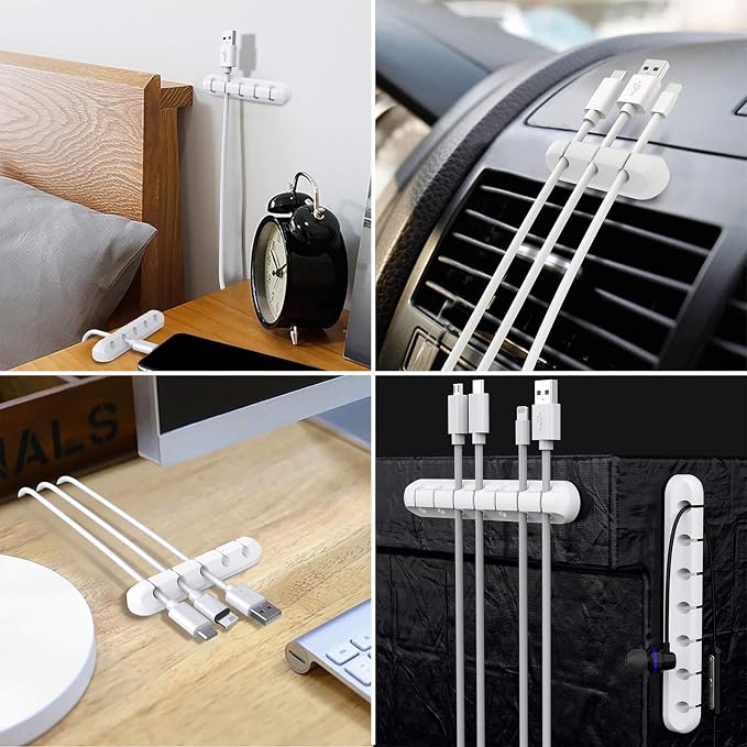 SOULWIT Cable Holder Clips, 3-Pack Cable Management Cord Organizer Clips Silicone Self Adhesive for Desktop USB Charging Cable Nightstand Power Cord Mouse Cable Wire PC Office Home - Image 5