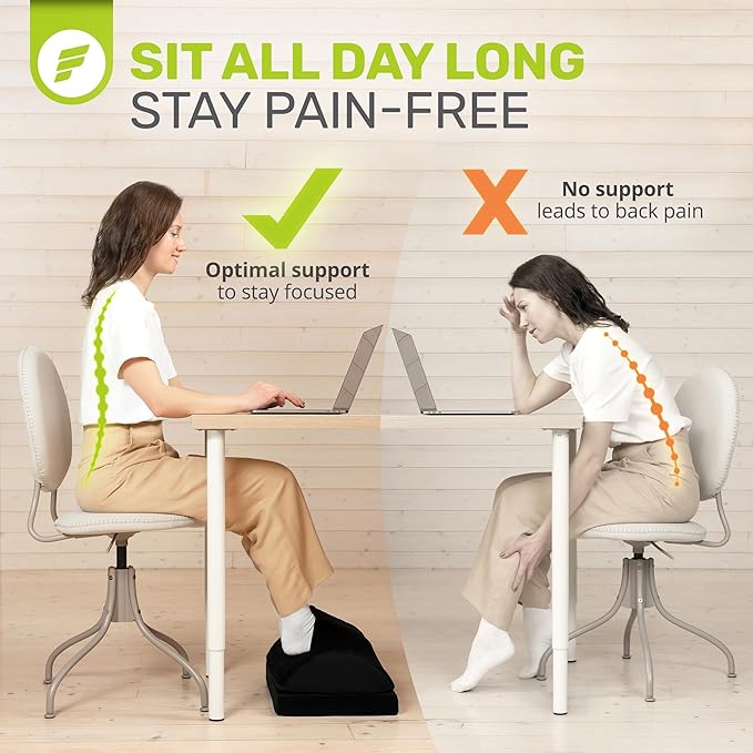 ErgoFoam Foot Rest for Under Desk at Work with Warm Feet Pocket - Chiropractor-Endorsed Foot Rest Warmer, High-Density Foam, Velvet