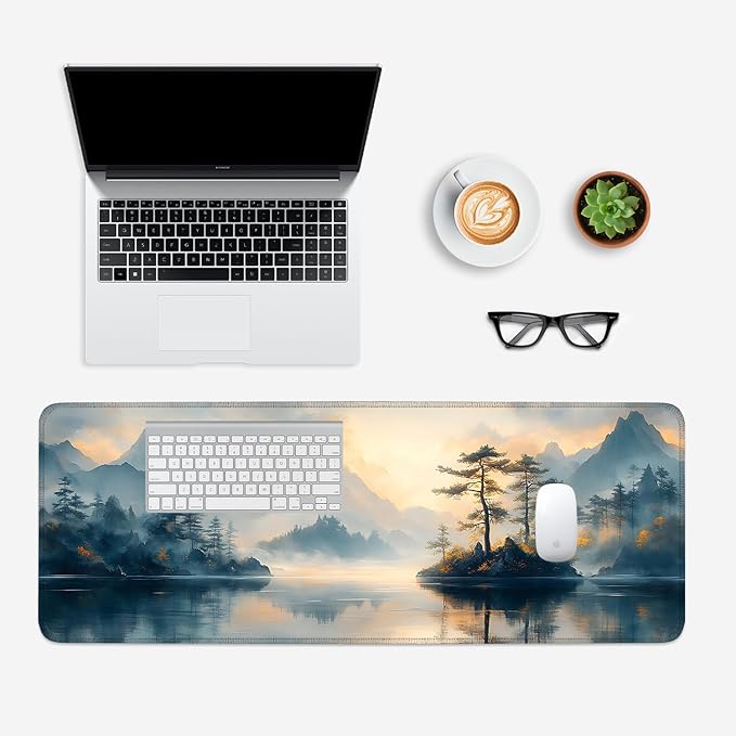 Mouse Pad, Large Anti-Slip with Stitched Edges Desk Mat Desktop Laptop Computer Desk Keyboard Mat,Table Protector Blotter Mat (mountainn, 31.5" x 11.8")