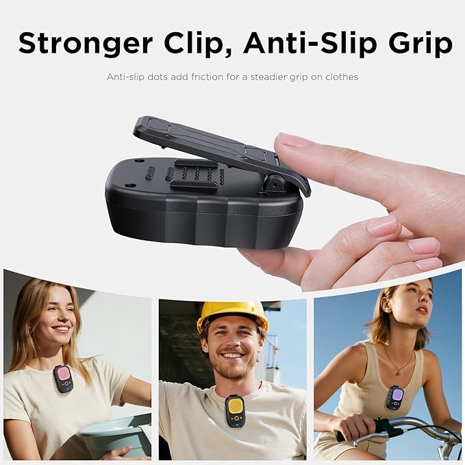 Wearable Bluetooth Speaker, 30H Working Time Clip-On Wireless Jobsite Pro Water-Resistant Portable Speaker, Built-in Mic for Hands-Free Music and Calls (Purple)