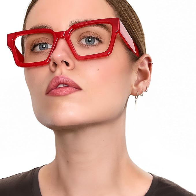 livho Oversized Eyewear Frame for Woman and Men - Rectangle Fashion Glasses for Computer, Chic Preppy Frame