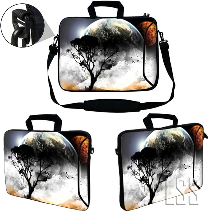 Laptop Skin Shop 15.6 inch Laptop Sleeve Bag Notebook with Extra Side Pocket, Soft Carrying Handle & Removable Shoulder Strap for 14" 15" 15.4" 15.6" Apple MacBook Air, GW, Acer, Aspire Asus,