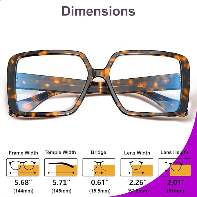 VISOONE Oversized TR90 Blue Light Blocking Glasses Fashion Accessories Non Prescription for Women Harvard