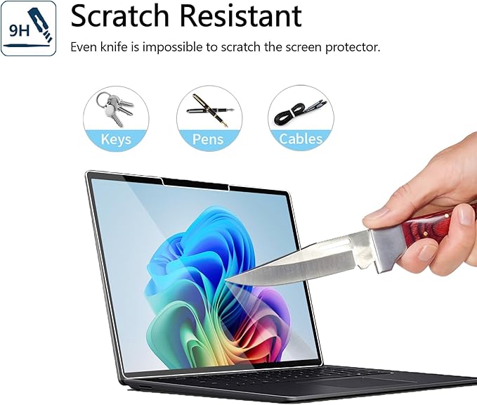 Megoo Glass Screen Protector for Surface Laptop 7 (2024 AIPC, 13.8 Inch) - Scratch Resistant, High Sensitivity, Bubble-free Instalation, Ultra Clear, Surface Pen Compatible, 2 Pack