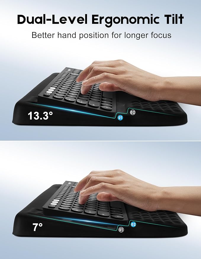 Wrist Rest with Keyboard Stand and Storage Slot, Ergonomic Computer Keyboard Wrist Rest, Soft Memory Foam, Non-Slip Base, Wrist Pad for Keyboard Pad with Wrist Support for Work Study Game