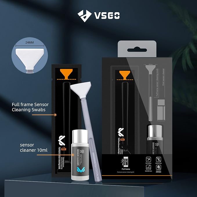 VSGO Full Frame Sensor Cleaning Kit, 12pcs Sensor Swabs & 10ml Sensor Cleaner for Nikon Sony Canon DSLR Camera Clean (VS-S03-12) - Image 2