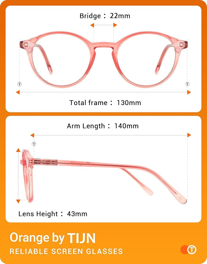 TIJN Blue Light Blocking Glasses Men Women Vintage Thick Round Rim Frame Eyeglasses