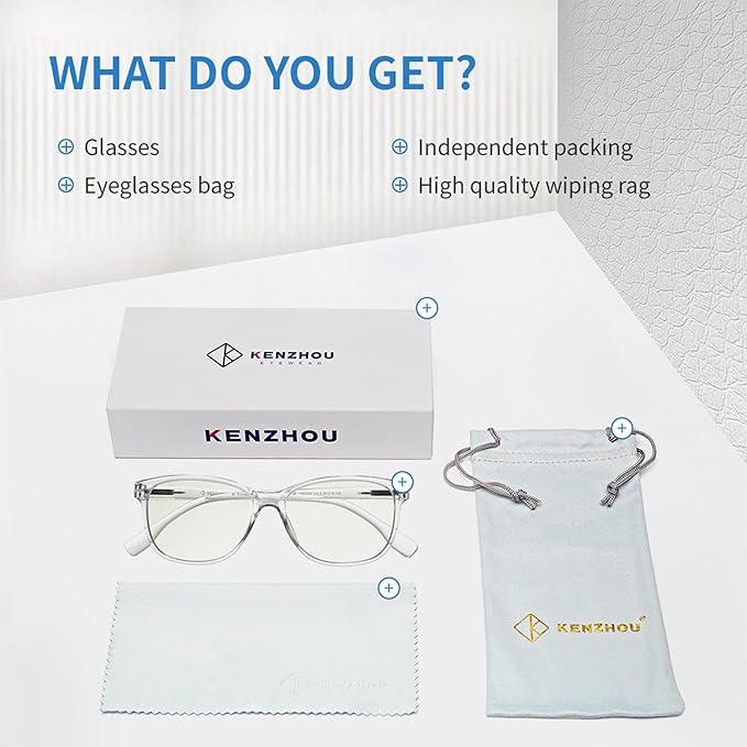 K KENZHOU Blue Light Glasses for Woman Men Bluelight Blocking Glasses for Computer Gaming Phones,Anti Eye Strain & UV Glare