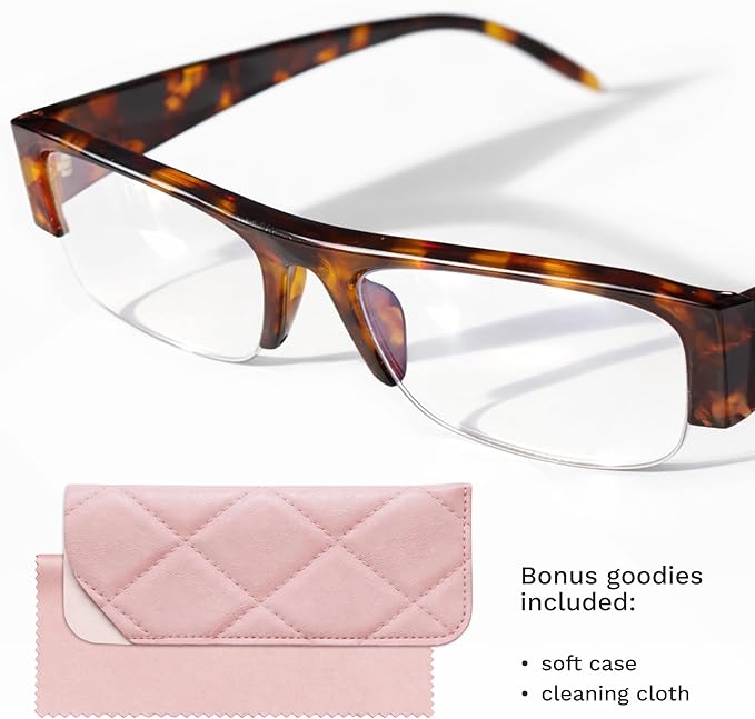 livho Retro Chic Blue Light Glasses for Woman - Early 2000s Narrow Rectangular Frame, Blue Light Blocking with Soft Case