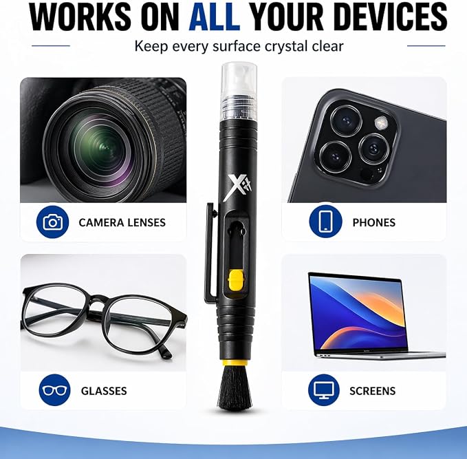 3 Pieces Multifunction Lens Cleaning Pen Brush, Lens Brush Camera Screen Cleaning Pen for Camera, SLR, Telescope, Magnifying Glass, Phone, Black - Image 5