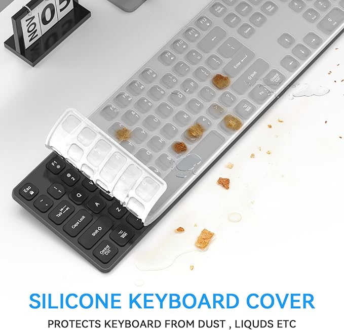 Rechargeable Wireless Keyboard for Mac and Windows, Ultra Slim 2.4GHz Full-Size Keyboard with Low-Profile Quiet Keys, Compatible with PC, Laptop, Windows 11/10/8/7