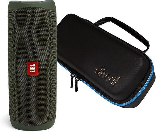 JBL Flip 5 (Green) + Bundle with divvi! Protective Hardshell Case
