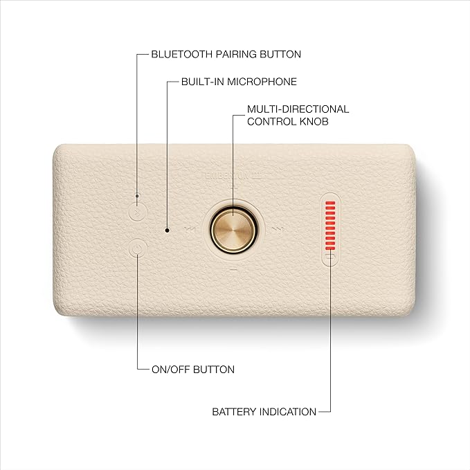 Marshall Emberton III Portable Bluetooth Speaker - Rugged Waterproof IP67 Design | Loud Stereo Sound, Deep Bass with 32+ Hr Playtime | Compact and Wireless for Travel and Outdoors - Cream