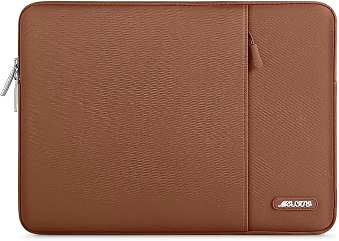 MOSISO Laptop Case 15 inch, 15 inch Laptop Sleeve Compatible with MacBook Air M5 A3448 M4 A3241 M3 A3114 M2 A2941 2026-2023, Dell XPS, Polyester Vertical Computer Sleeve Bag with Pocket, Caramel Brown