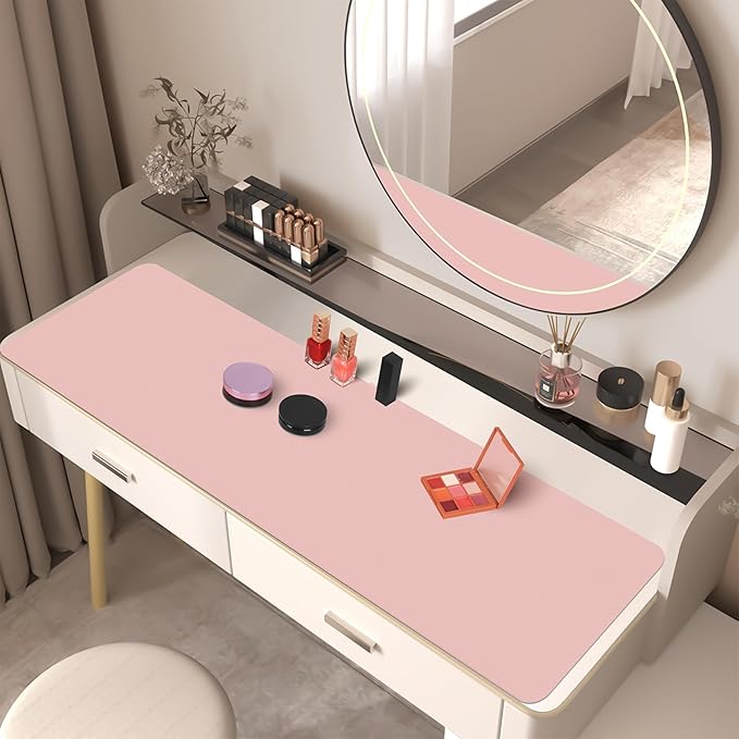 Large Desk Pad Mat, Long Mouse Pads for Desks Non-Slip, Pink Leather Desk Mat, Waterproof Computer Mat Desktop Protector for Office/Study/Home/Decor (47.2" x 16.9")