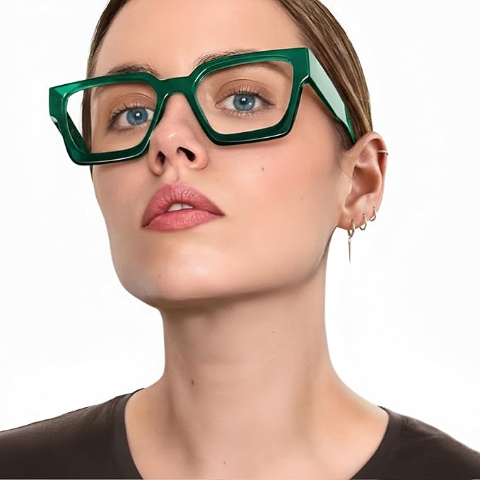 livho Oversized Eyewear Frame for Woman and Men - Rectangle Fashion Glasses for Computer, Chic Preppy Frame