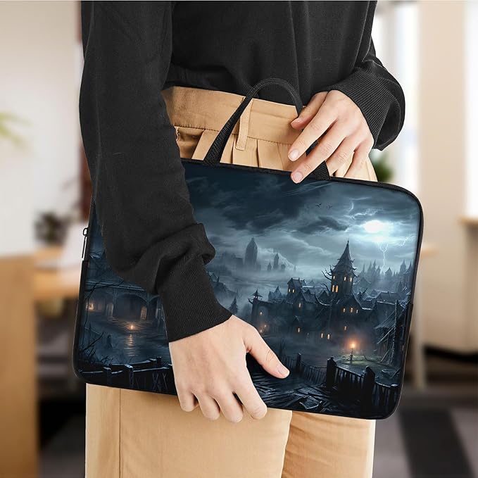 Laptop Sleeve Bag with Handle Computer Protective Soft Cover Case for 14 Inch 13 Inch Laptop,Fantasy Castle