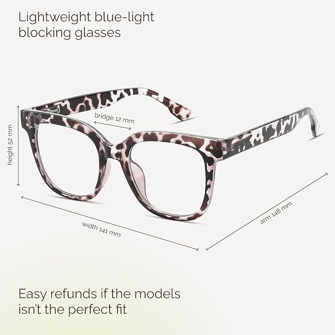 miyya Blue Light Glasses for Women & Men – Oversized UV & Blue Light Blocker Chunky Frames, Stylish Eyewear Accessories