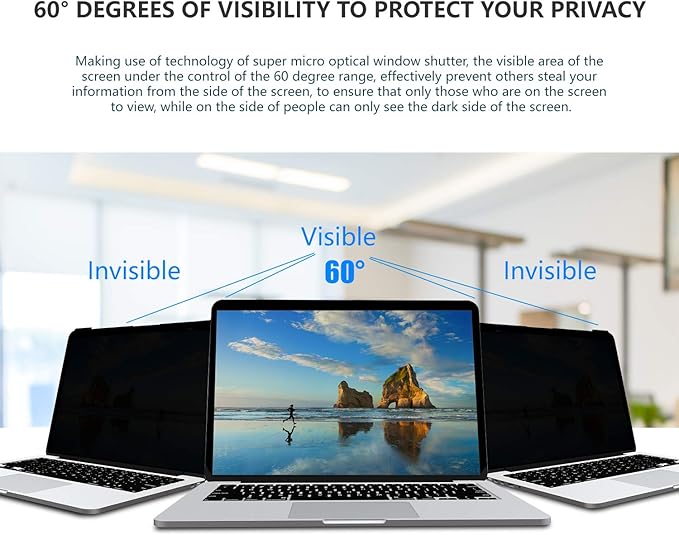 Hanging 15.6 Inch Laptop Privacy Screen Blue Light Screen Protector Anti Glare Anti-Scratch Laptop Privacy Screen Shield 15.6 Inch 16:9 Aspect Ratio