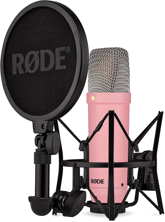 RØDE NT1 Signature Series Large-Diaphragm Condenser Microphone with Shock Mount, Pop Filter and XLR Cable for Music Production, Vocal Recording, Streaming and Podcasting (Pink)
