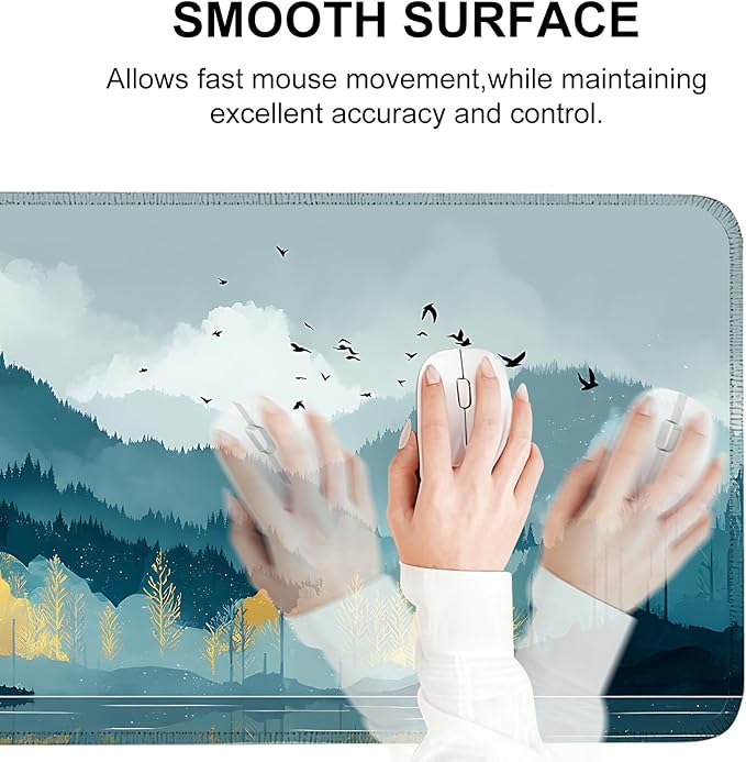 Mouse Pad, Large Anti-Slip with Stitched Edges Desk Mat Desktop Laptop Computer Desk Keyboard Mat,Table Protector Blotter Mat (Lake, 31.5" x 11.8")