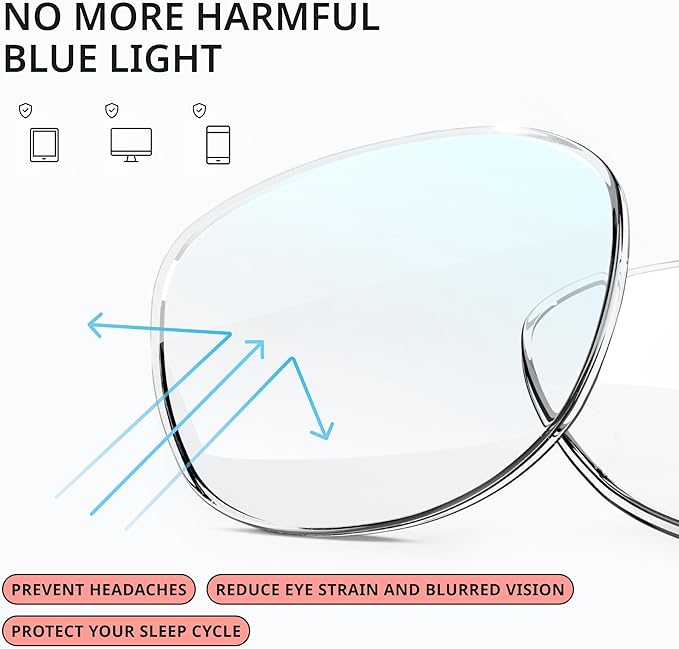 livho Retro Aviator Blue Light Blocking Glasses for Women Men with Soft Case, Trendy Rectangle Computer Eyeglasses