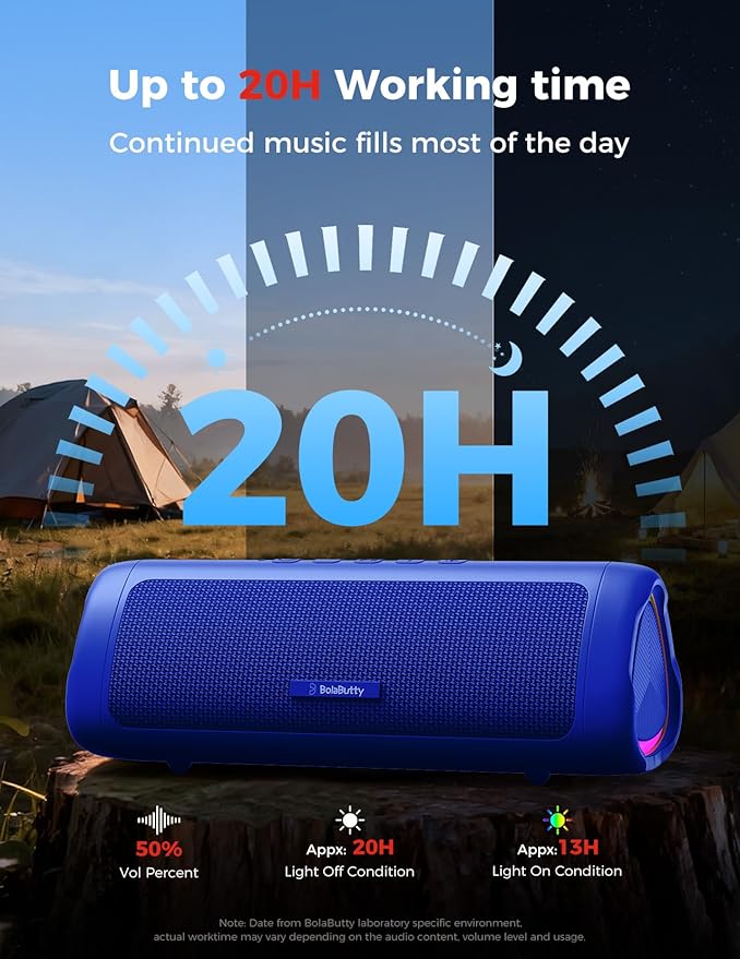 Bluetooth Speaker with HD Sound, Portable Wireless, IPX5 Waterproof, Up to 20H Playtime, TWS Pairing, BT5.3, for Home/Party/Outdoor/Beach, Electronic Gadgets, Birthday Gift (Blue)
