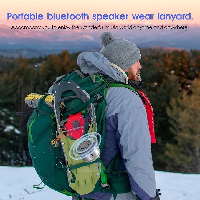 LFS Portable Bluetooth Speaker,Small Bluetooth Speake,Ultra Long Play 15 Hours,TWS Pairing,Suitable for Home,Pool,Beach,Boating, Hiking, Camping for Waterproof Outdoor Mini Speaker-Silver White