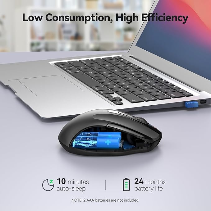 TECKNET Wireless Mouse for Laptop, Silent Mouse Quiet Click, Computer Mice Wireless, 6 Adjustable 4000 DPI Computer Mice