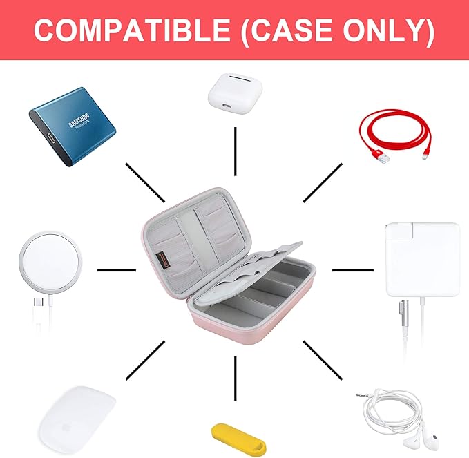 Canboc Hard Electronic Organizer Travel Case Electronics Accessories Cable Gadget Wire Storage Tech Bag Double Layer Shockproof Box for Charger Cord Flash Drive Mouse Apple Pencil Power Bank,Rose Gold