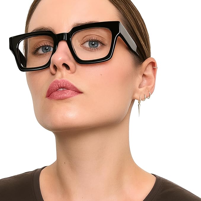 livho Oversized Eyewear Frame for Woman and Men - Rectangle Fashion Glasses for Computer, Chic Preppy Frame