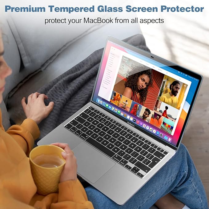 ProCase 2 Pack Tempered Glass Screen Protector for 13 Inch MacBook Air M1 Chip/MacBook Pro 13 M1 M2 Chip, 9H Screen Film Guard for Mac Air 13 (2020-2018)/ Mac Pro 13 (2022-2016)
