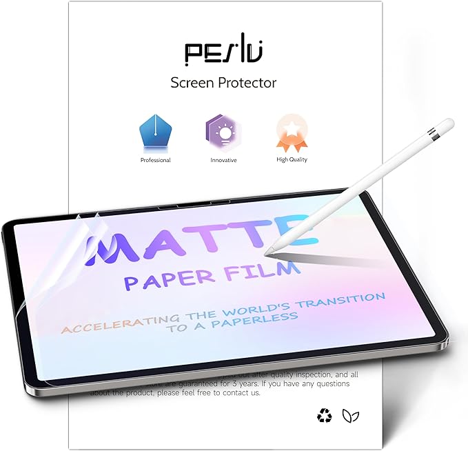 Peslv 2 Pack Like Paper Screen Protector for iPad Pro 11 Inch M4/M5 [2024/2025 5/6th Gen], Matte Anti Glare PET Film/Blue Light Filter Eye Protection Cover/Drawing & Writing Feel Like on Paper