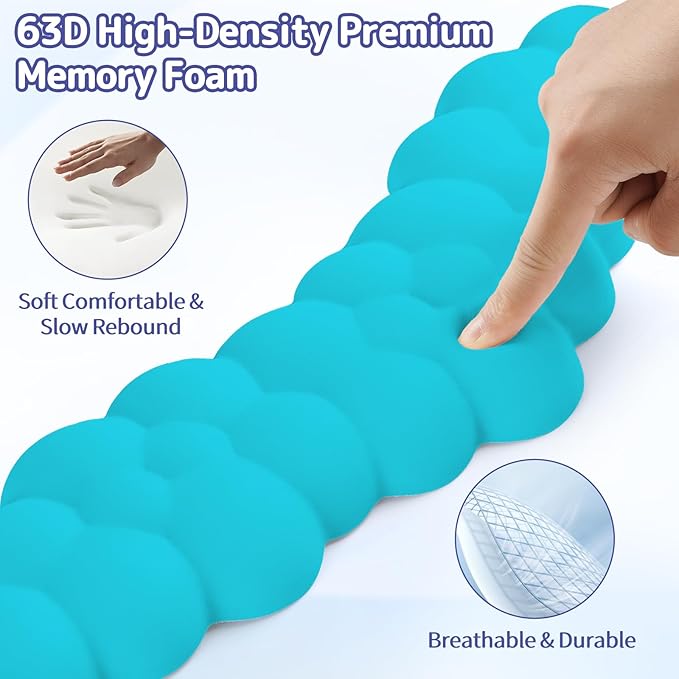 Sushret Cloud Wrist Rest for Keyboard and Mouse, Memory Foam PU Leather Keyboard Wrist Rest with Ergonomic Support, Non-Slip Base, Cute Arm Rest Pad & Palm Cushion, Office Desk Accessory, Scuba Blue