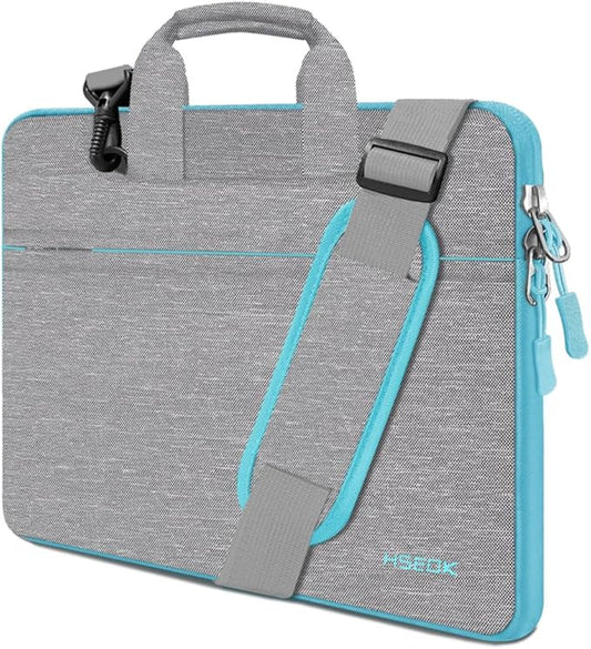 Hseok Laptop Shoulder Bag 15 15.6 16 Inch Briefcase,Compatible MacBook Pro/Neo 16",MacBook Air/Pro 15,XPS 15/16 and most 15.6-16 and Most 15-16 Notebooks,Spill-Resistant Handbag,LT Gray & LT Blue