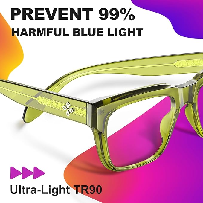 VISOONE TR90 Square Blue Light Blocking Glasses Fashion Computer Eyewear for Women and Men RANDI